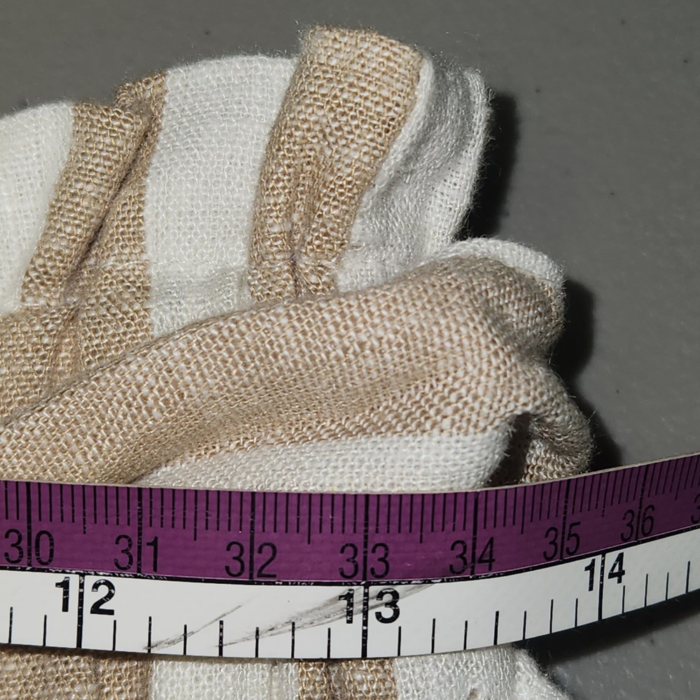 Love Tree Linen Blend Striped Midi Skirt Tan White Paperbag Waist Button Front M - Picture 5 of 8